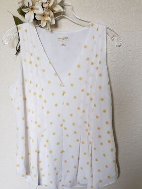 Maison Jules Printed Suns Sleeveless Top White